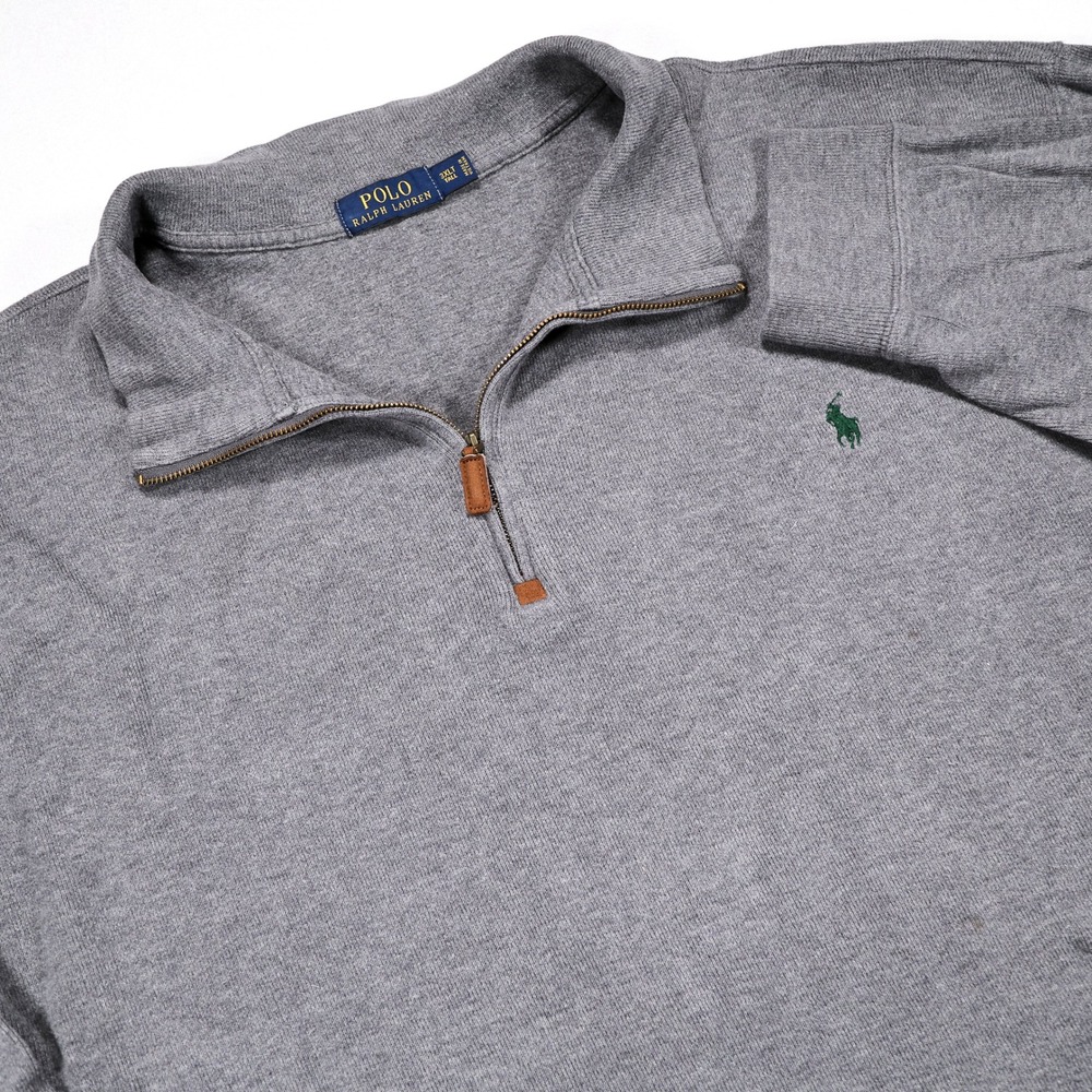 POLO RALPH LAUREN Mens 3XLT Gray Cotton Long Sleeve Quarter Zip Pullover Sweater